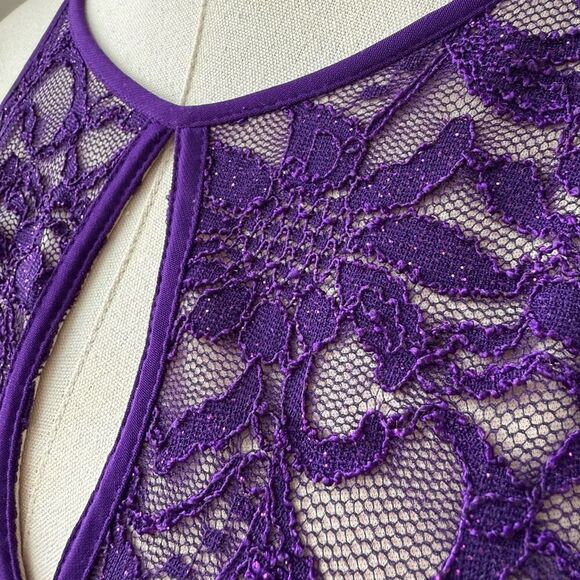 Morgan & Co. Keyhole High Low Purple Open Back Dress 11 12 M - Picture 4 of 9